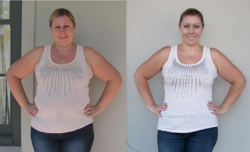 antes y después de perder peso con una dieta de 6 pétalos